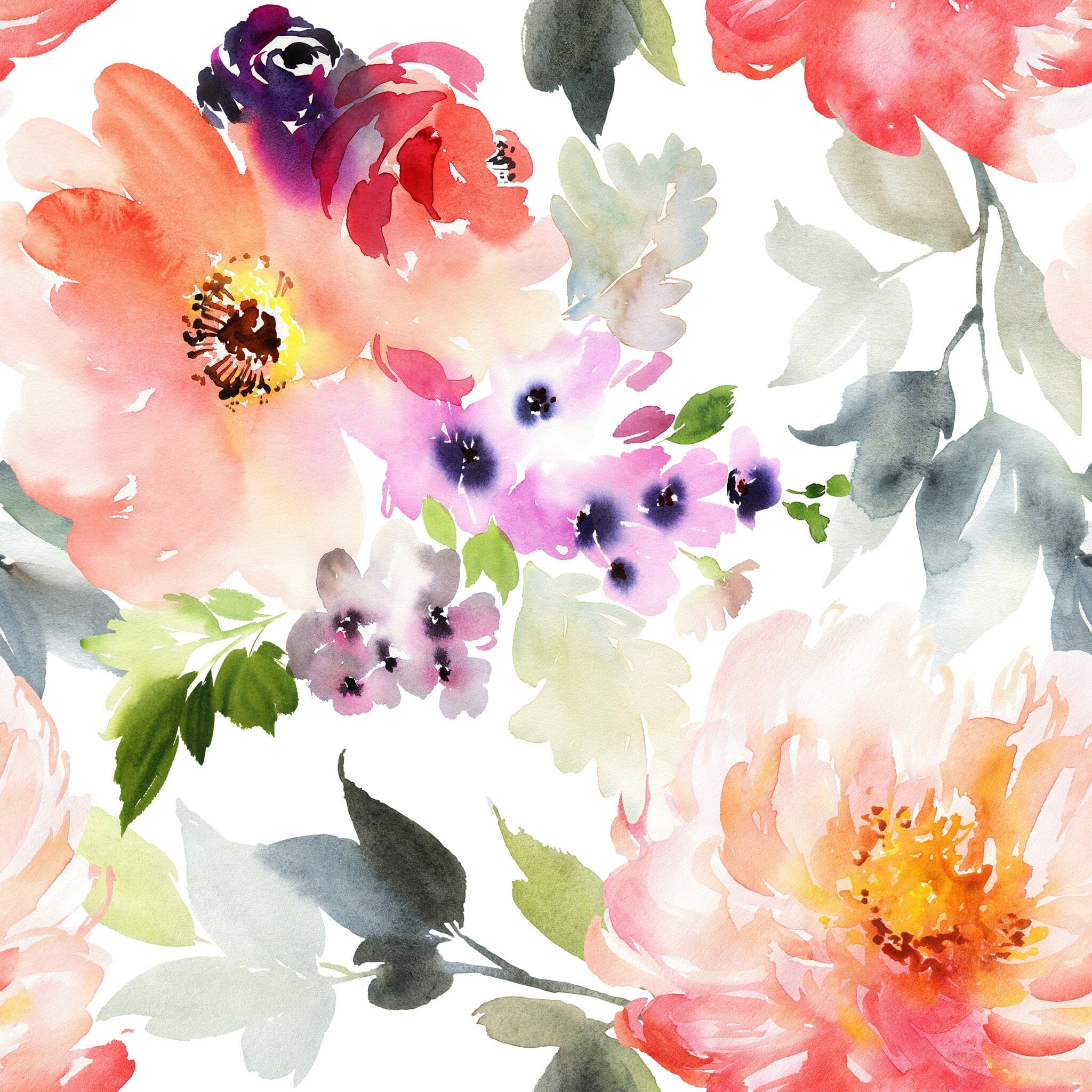 Free Vector  Watercolor flowers wallpaper in pastel colors